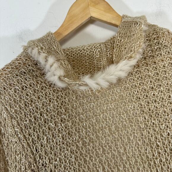 AXES FEMME rabbit fur trim knit open cardigan Womans Medium‎ - Picture 12 of 15